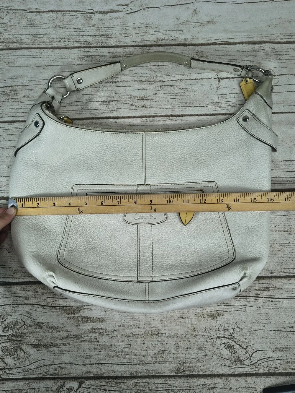Coach Penelope cream pebbled leather shoulder bag J0882 13159 - Picture 5 of 13